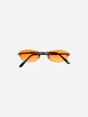 Bershka Metaliczne Okulary Przeciwsłoneczne Mężczyzna Pomarańczowy