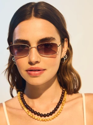 Zdjęcie produktu Bershka Metalowe Okulary Kobieta Złoty