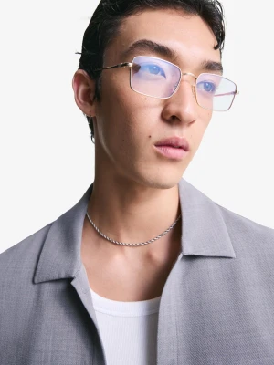 Bershka Metalowe Okulary Przeciwsłoneczne Mężczyzna Czarny