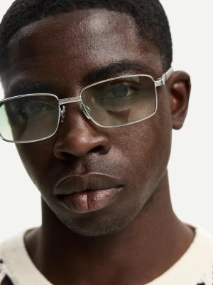 Bershka Metalowe Okulary Przeciwsłoneczne Mężczyzna Zielony