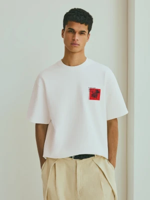 Zdjęcie produktu Bershka Bluza Z Dzianiny Interlock Z Nadrukiem Mężczyzna Biały Złamany