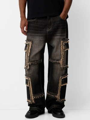 Bershka Jeansy Multicargo Mężczyzna Czarny