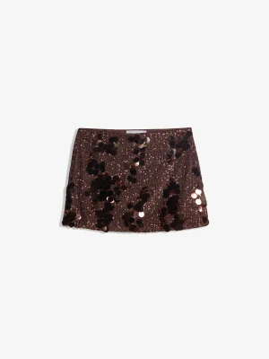 Bershka Mini Spódnica Cekinowa Kobieta Brązowy