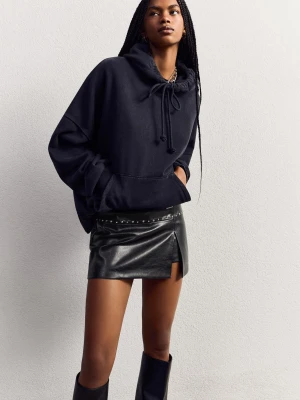 Bershka Mini Spódniczka Ze Sztucznej Skóry Kobieta Czarny