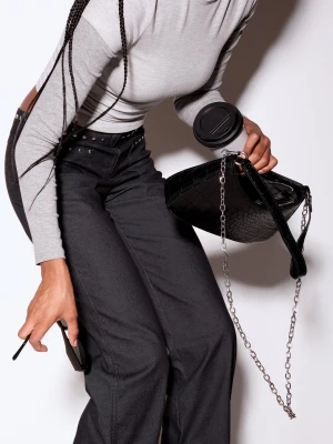 Bershka Mini Torebka Półksiężyc Kobieta Czarny