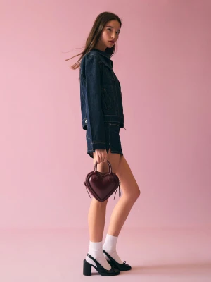 Bershka Mini Torebka Serce Kobieta Bordowy