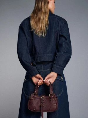 Bershka Mini Torebka Z Efektem Vintage Kobieta Bordowy