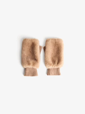 Bershka Mitonki Z Efektem Futerka Kobieta Piaskowy