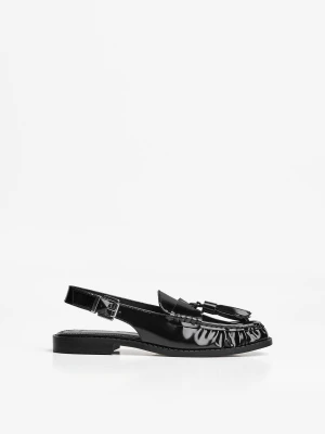 Bershka Mokasyny Bez Pięty Z Chwostami Kobieta Czarny