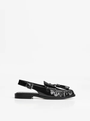 Bershka Mokasyny Bez Pięty Z Chwostami Kobieta Czarny