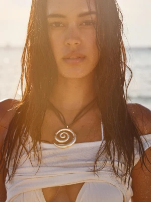 Bershka Naszyjnik Spiralny Kobieta Złoty