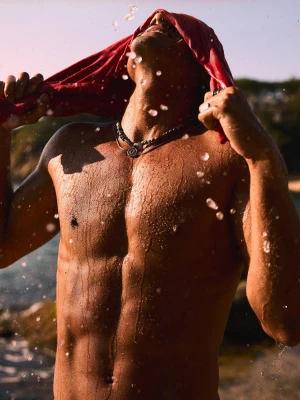 Bershka Naszyjnik Z Kamieniami I Stali Nierdzewnej Mężczyzna Czarny