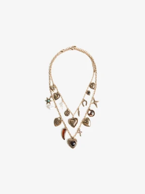 Bershka Naszyjnik Z Wieloma Zawieszkami Kobieta Złoty