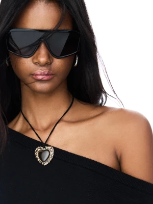 Bershka Naszyjnik Z Zawieszką W Kształcie Serca Kobieta Czarny