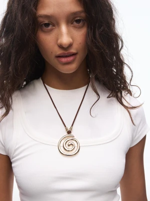 Bershka Naszyjnik Ze Sznurka Z Wisiorkiem Kobieta Złoty