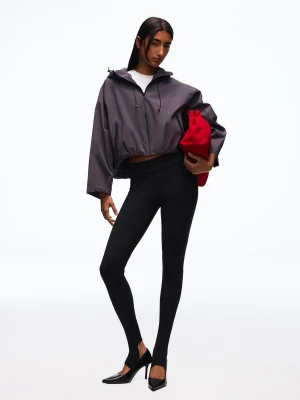 Bershka Nylonowa Kurtka Z Kapturem Waterproof & Windproof Kobieta Grafitowy