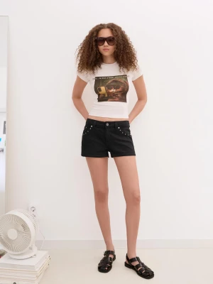 Zdjęcie produktu Bershka Obszerne Spodenki Z Ćwiekami Kobieta Czarny