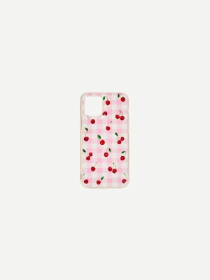 Bershka Obudowa Na Iphone’a W Kratkę Vichy I Wisienki Kobieta Iphone 12 / Pro Różowy