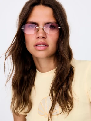 Bershka Okrągłe Okulary Bez Oprawki Kobieta Różowy