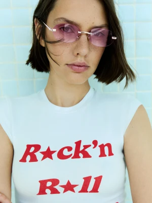 Bershka Okrągłe Okulary Bez Oprawki Kobieta Różowy