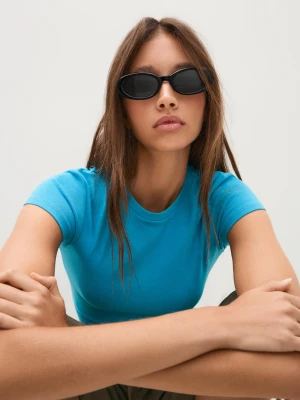 Bershka Okulary Owalne Z Tworzywa Kobieta Czarny
