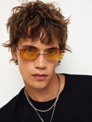 Bershka Okulary Przeciwsłoneczne Bez Oprawek Mężczyzna Brązowy