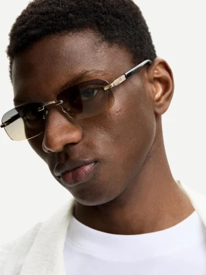 Bershka Okulary Przeciwsłoneczne Mężczyzna Beżowy