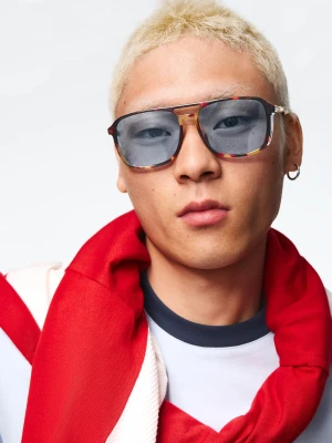 Bershka Okulary Przeciwsłoneczne Retro Mężczyzna Niebieski
