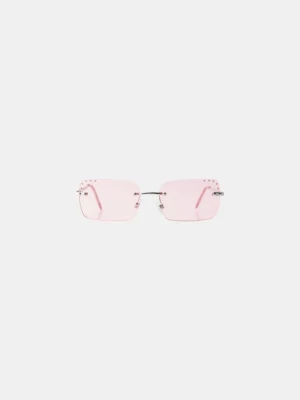 Bershka Okulary Przeciwsłoneczne Z Cyrkoniami Kobieta Różowy