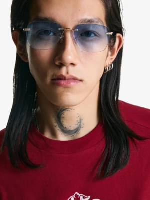 Bershka Okulary Przeciwsłoneczne Z Owalnymi Oprawkami Mężczyzna Jasnoniebieski