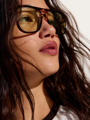 Bershka Okulary W Stylu Retro Z Filtrem Światła Niebieskiego Kobieta Brązowy