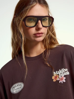 Bershka Okulary Z Tworzywa Kobieta Zielony