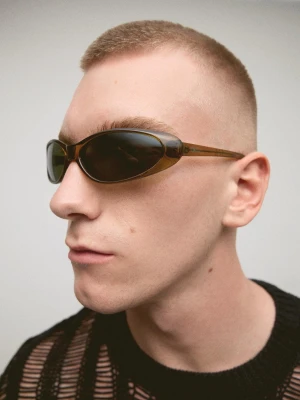 Bershka Owalne Okulary Przeciwsłoneczne Mężczyzna Zielony