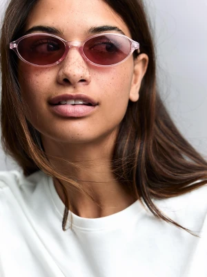 Bershka Owalne Okulary Przeciwsłoneczne Z Oprawką Kobieta Różowy