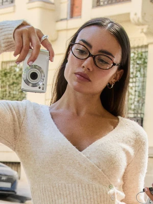 Bershka Owalne Okulary W Oprawkach Z Tworzywa Kobieta Brązowy