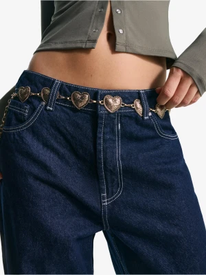 Bershka Pasek Łańcuszek Z Sercami Kobieta Złoty