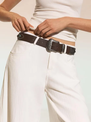 Bershka Pasek Z Biżuteryjnymi Zdobieniami Kobieta Brązowy