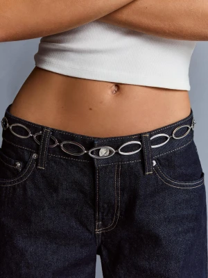 Bershka Pasek Z Łańcuchem I Kółeczkami Kobieta Srebrny