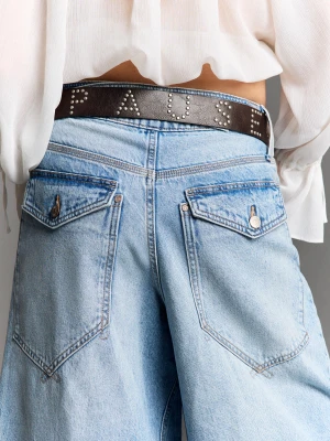 Bershka Pasek Z Literami I Ćwiekami Kobieta Brązowy