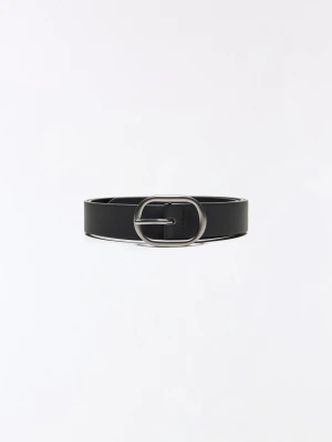 Bershka Pasek Z Owalną Sprzączką Mężczyzna Czarny