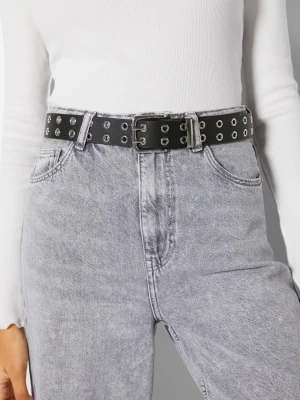 Bershka Pasek Ze Sztucznej Skóry Z Przelotkami Kobieta Czarny