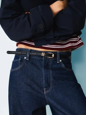 Bershka Pasek Ze Sztucznej Skóry Z Przeszyciem Kobieta Czarny