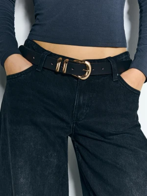 Bershka Pasek Ze Sztucznej Skóry Ze Sprzączką Kobieta Czarny