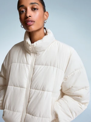 Bershka Pikowana Kurtka Kobieta Biały