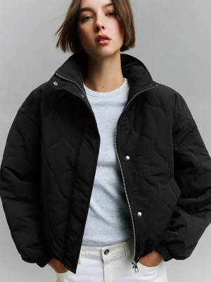 Bershka Pikowana Kurtka Kobieta Xs-S Czarny