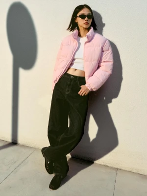 Bershka Pikowana Kurtka Kobieta Różowy