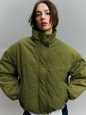 Bershka Pikowana Kurtka Kobieta Xs-S Khaki