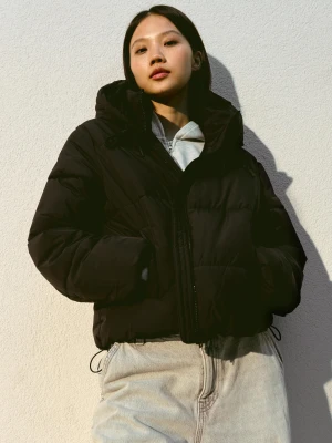 Bershka Pikowana Kurtka Wodoodporna, Wiatroodporna I Termiczna Kobieta Czarny