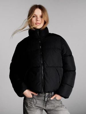Bershka Pikowana Kurtka Wodoodporny Kobieta Czarny
