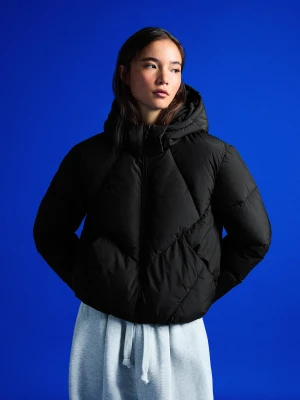 Bershka Pikowana Kurtka Z Kapturem Kobieta Czarny